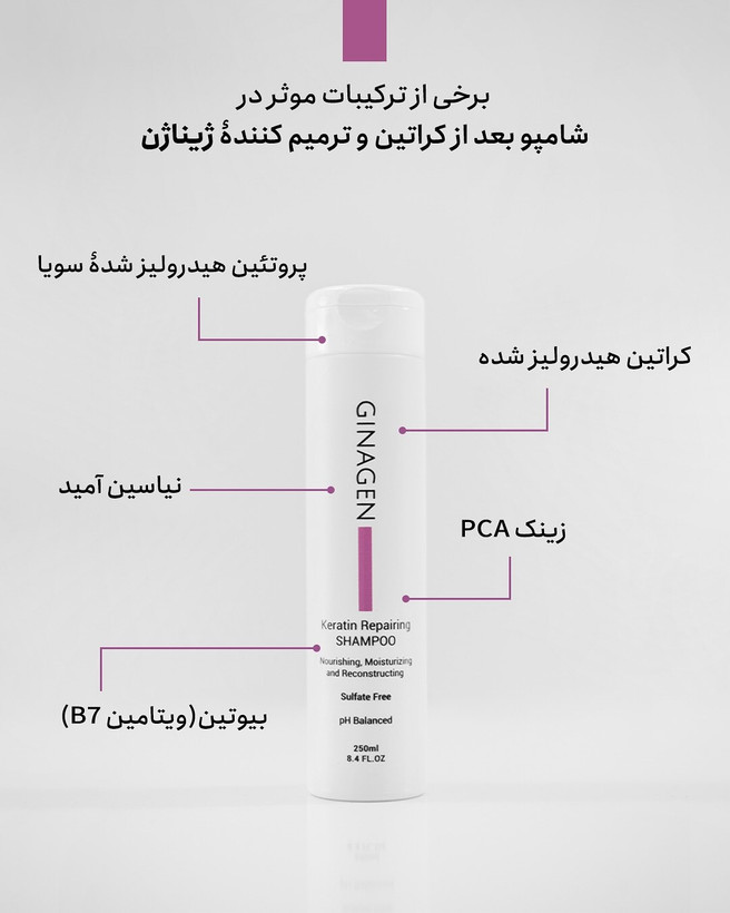 شامپو بعد از کراتین و ترمیمکننده ژیناژن